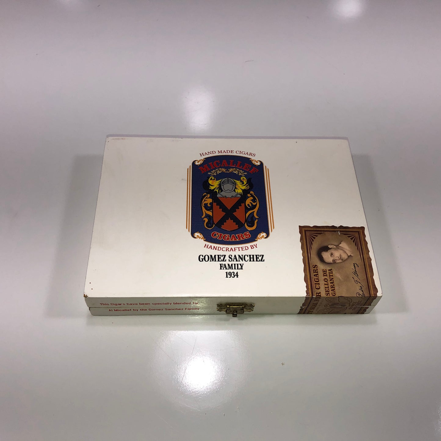 Micallef Empty Wooden Cigar Box 8x5.75x1.25