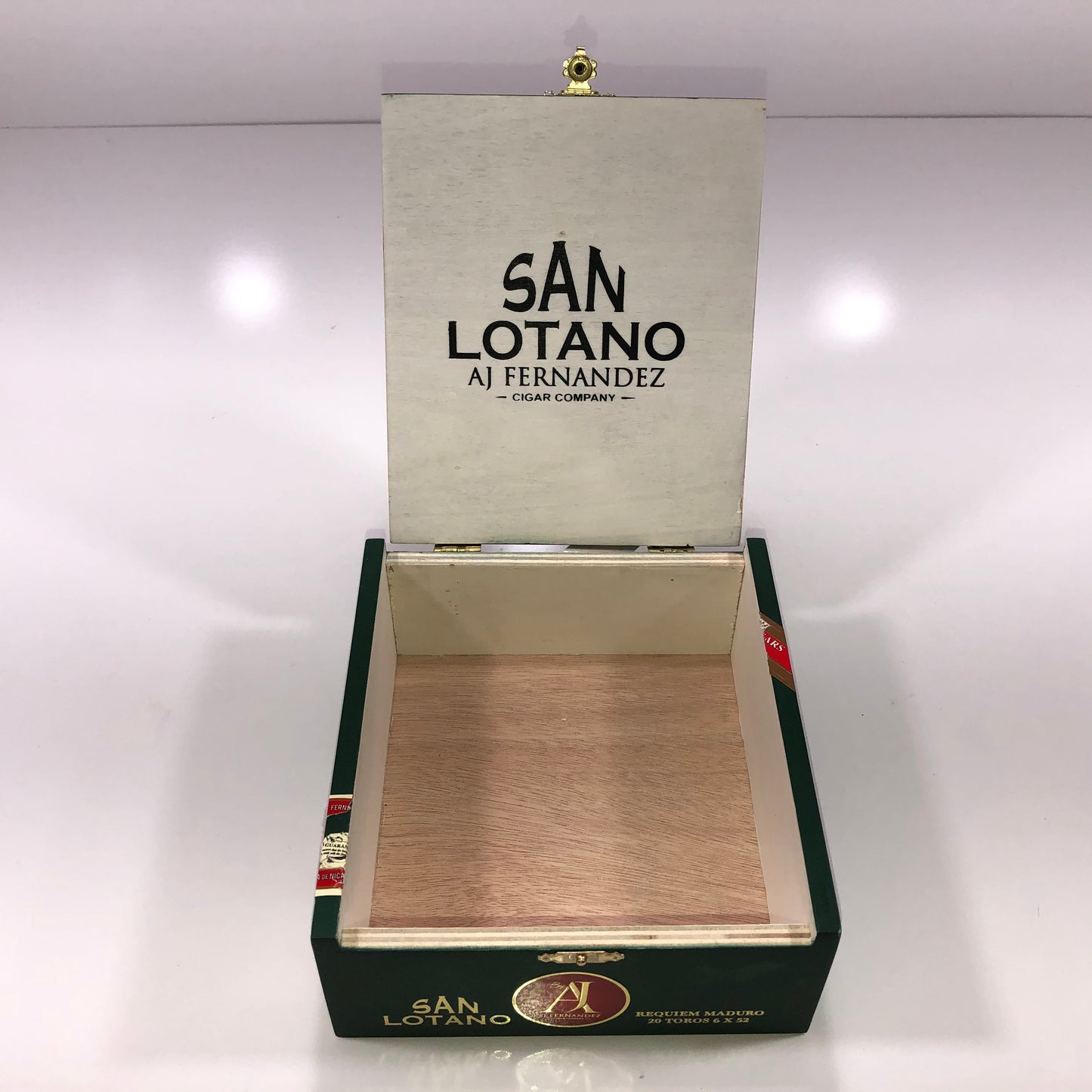 Aj Fernandez San Lotano Requiem Toro Empty Wooden Cigar Box 6.25x6.75x2.5