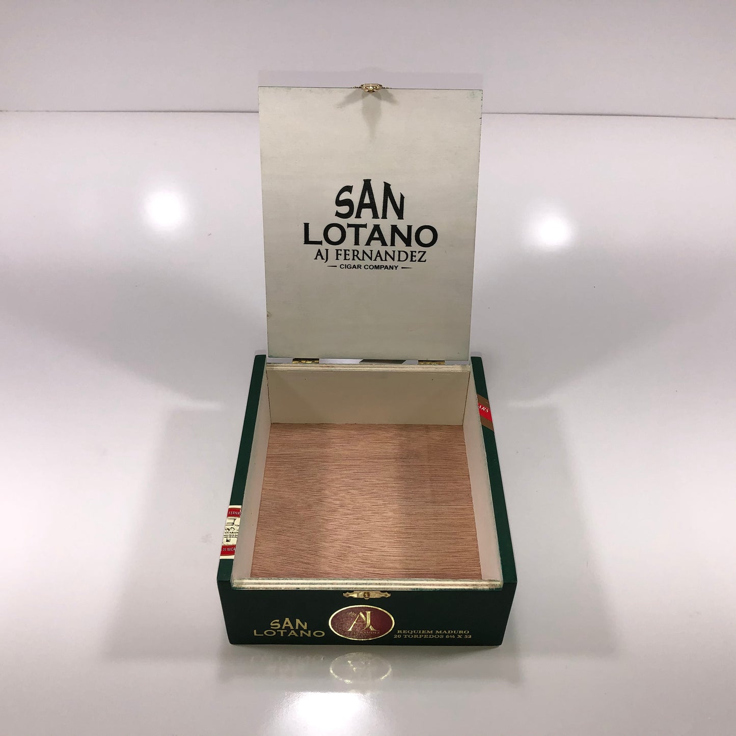 Aj Fernandez San Lotano Requiem Torpedo Empty Wooden Cigar Box 6.25x7.25x2.5