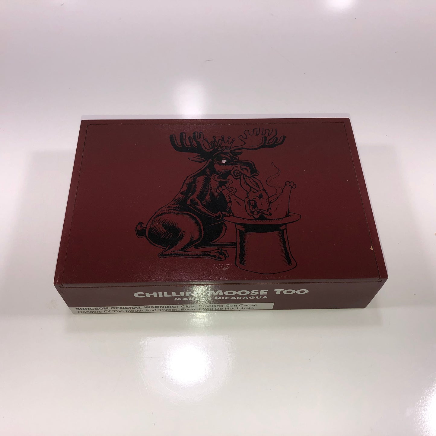 Chillin Moose Robusto Empty Wooden Cigar Box 8.5x5.75x2