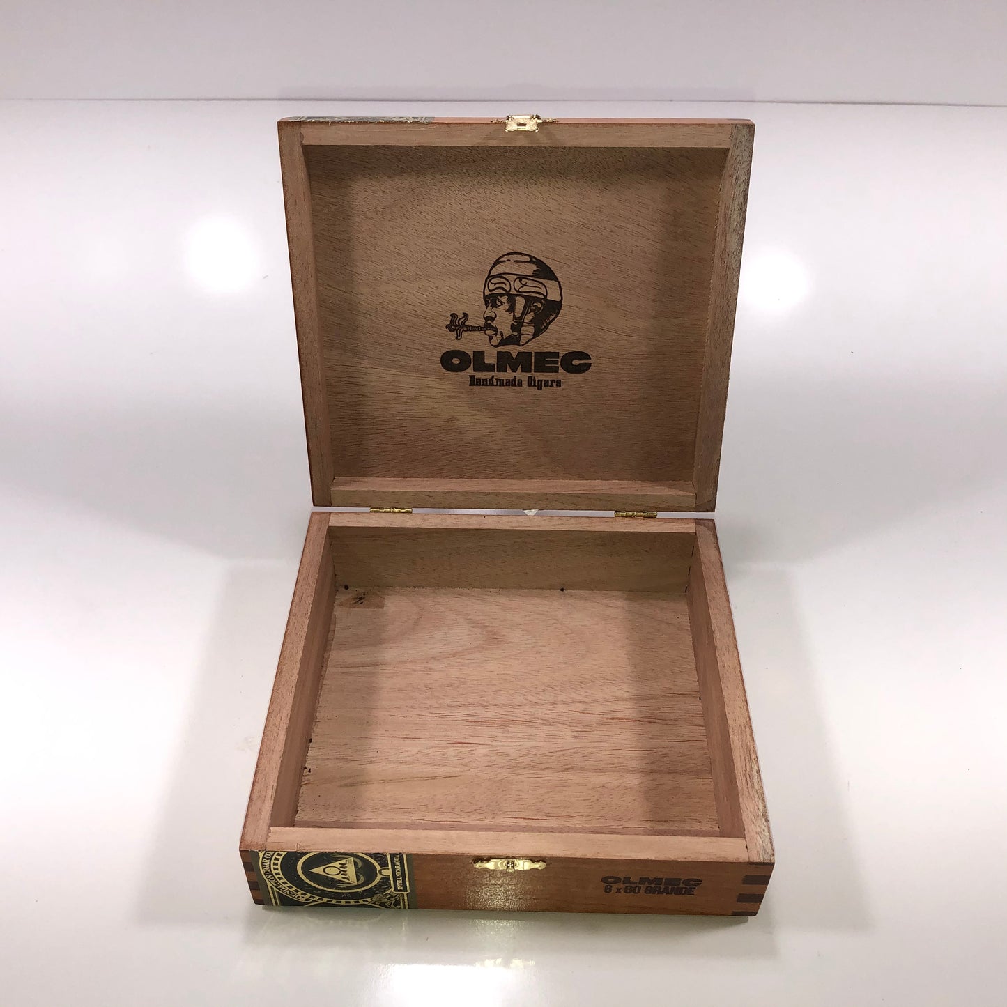 Olmec Grande Empty Wooden Cigar Box 7.25x6.75x2.25 (1)