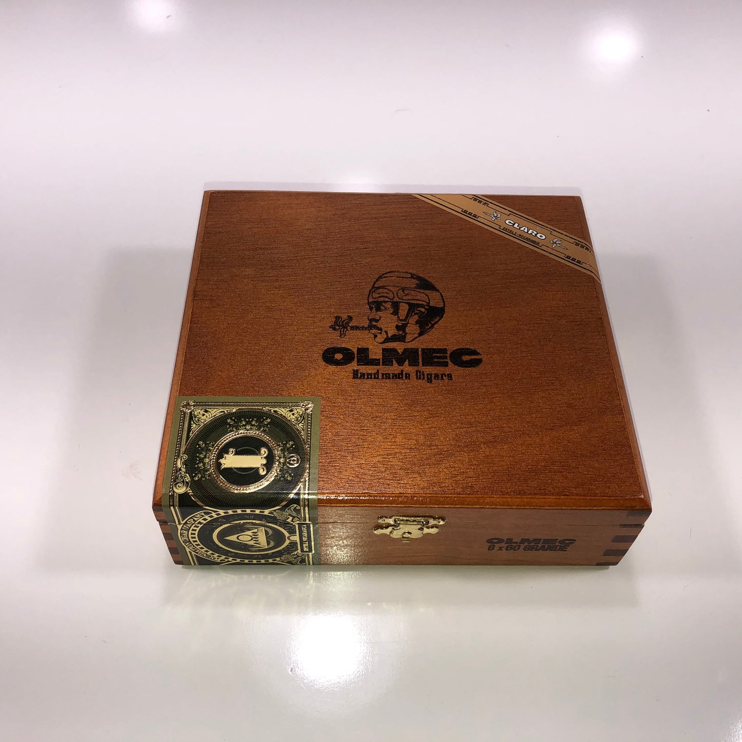 Olmec Grande Empty Wooden Cigar Box 7.25x6.75x2.25 (1)