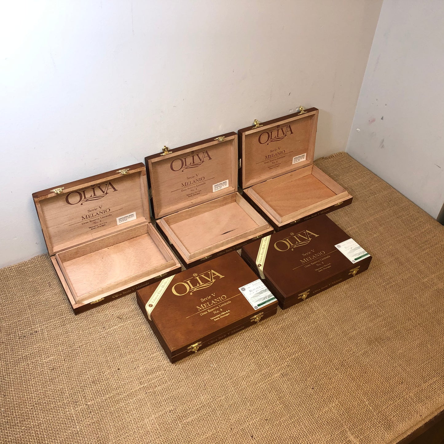 Lot of 5 Oliva No4 Empty Wooden Cigar Boxes 8.25x5.75x1.5 #3