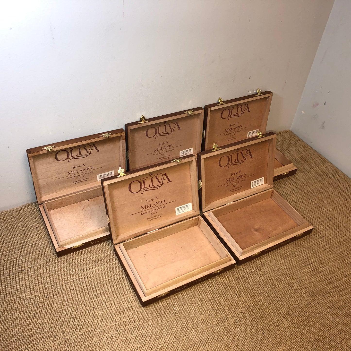 Lot of 5 Oliva No4 Empty Wooden Cigar Boxes 8.25x5.75x1.5 #3