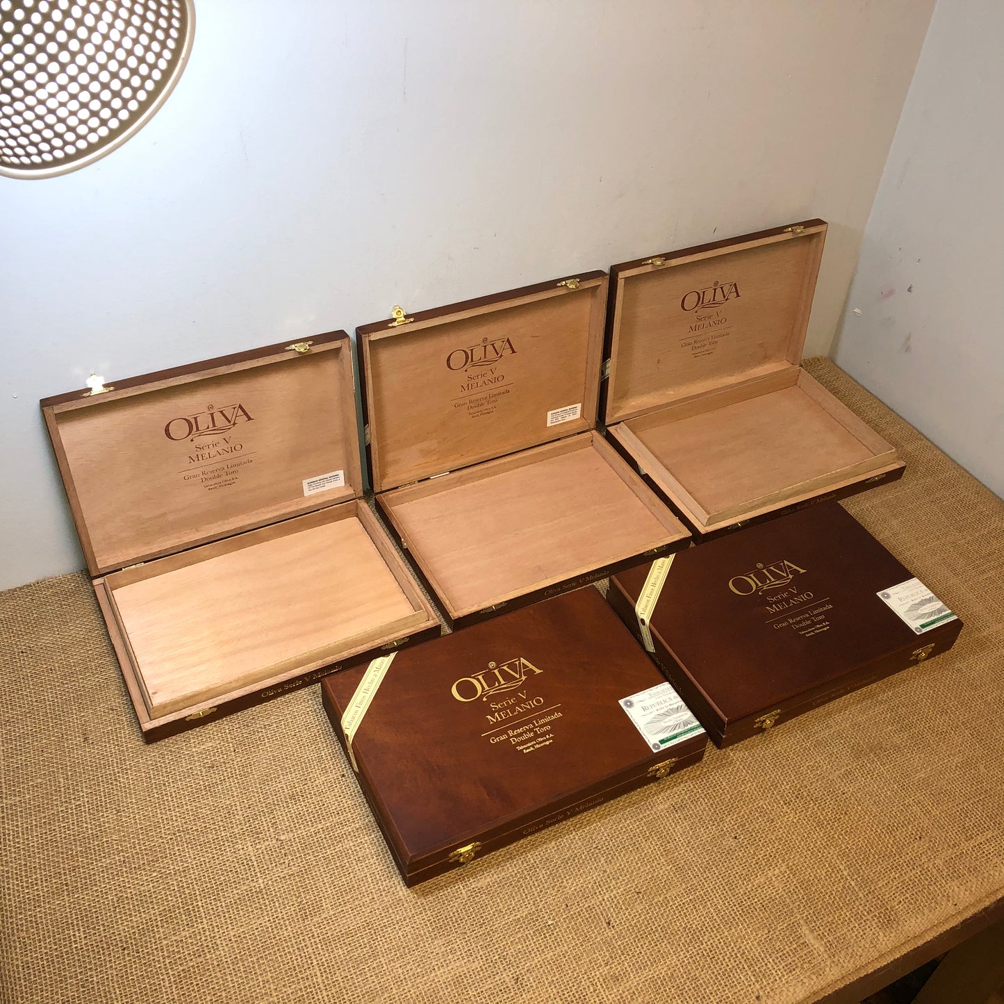 Lot of 5 Oliva Double Toro Empty Wooden Cigar Boxes 10.25x7x1.5 #86