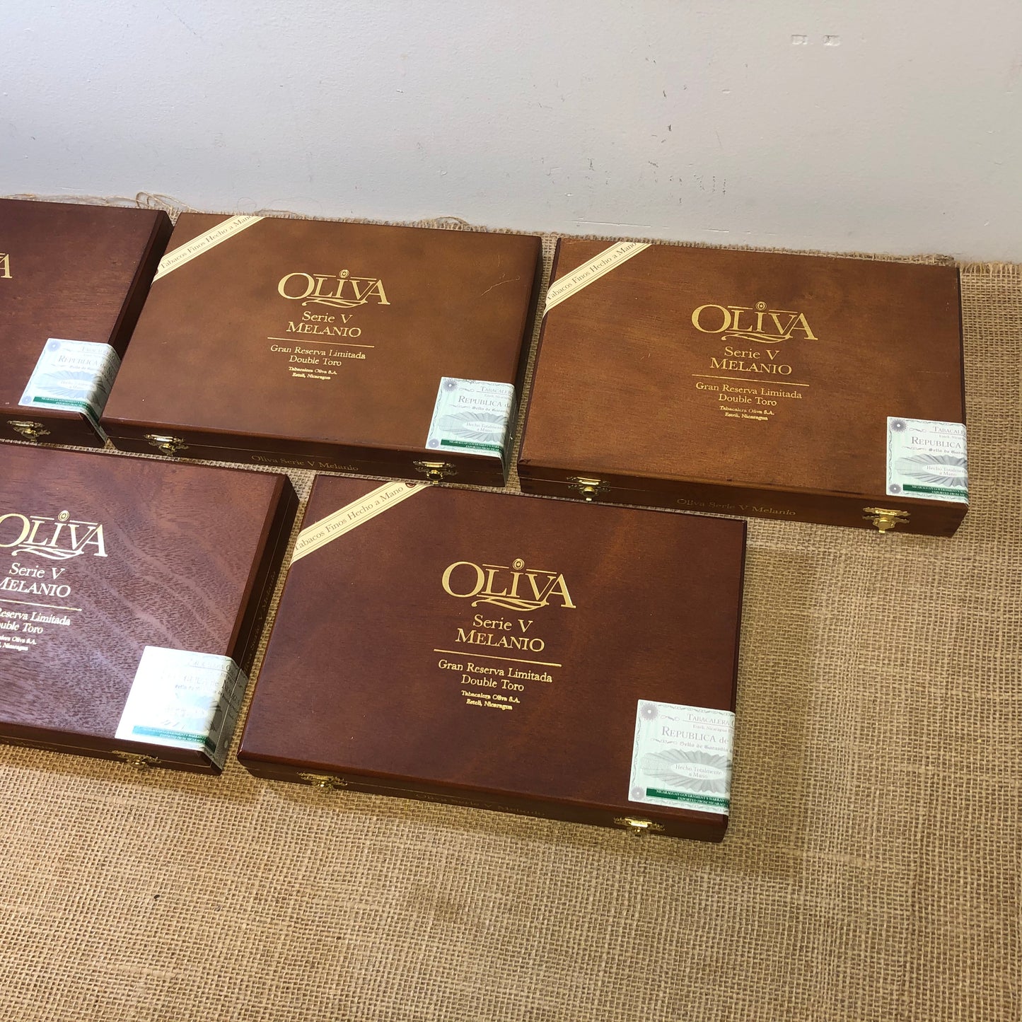 Lot of 5 Oliva Double Toro Empty Wooden Cigar Boxes 10.25x7x1.5 #86