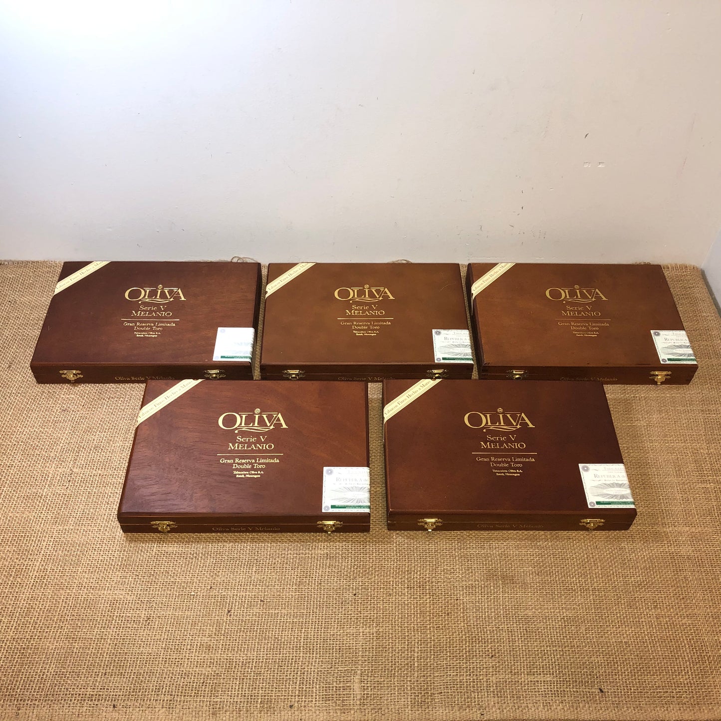 Lot of 5 Oliva Double Toro Empty Wooden Cigar Boxes 10.25x7x1.5 #86