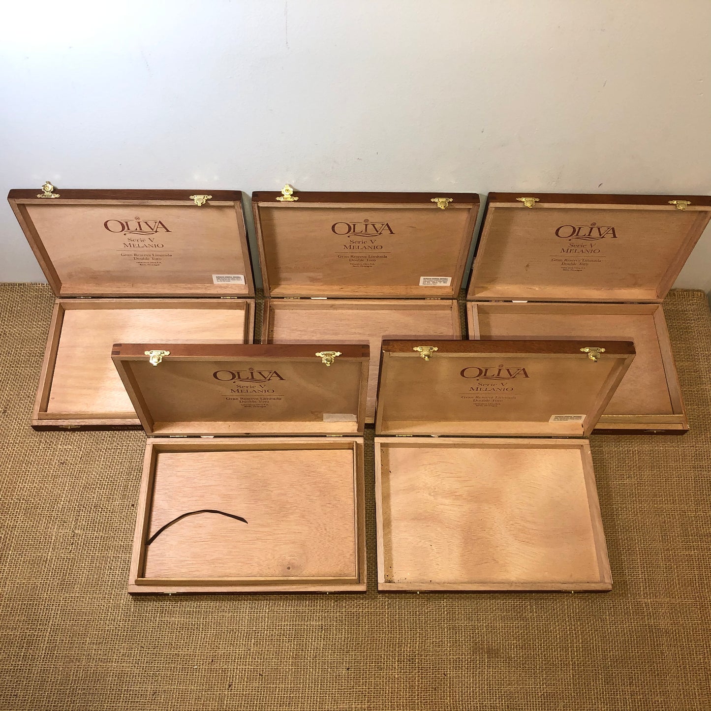 Lot of 5 Oliva Double Toro Empty Wooden Cigar Boxes 10.25x7x1.5 #86