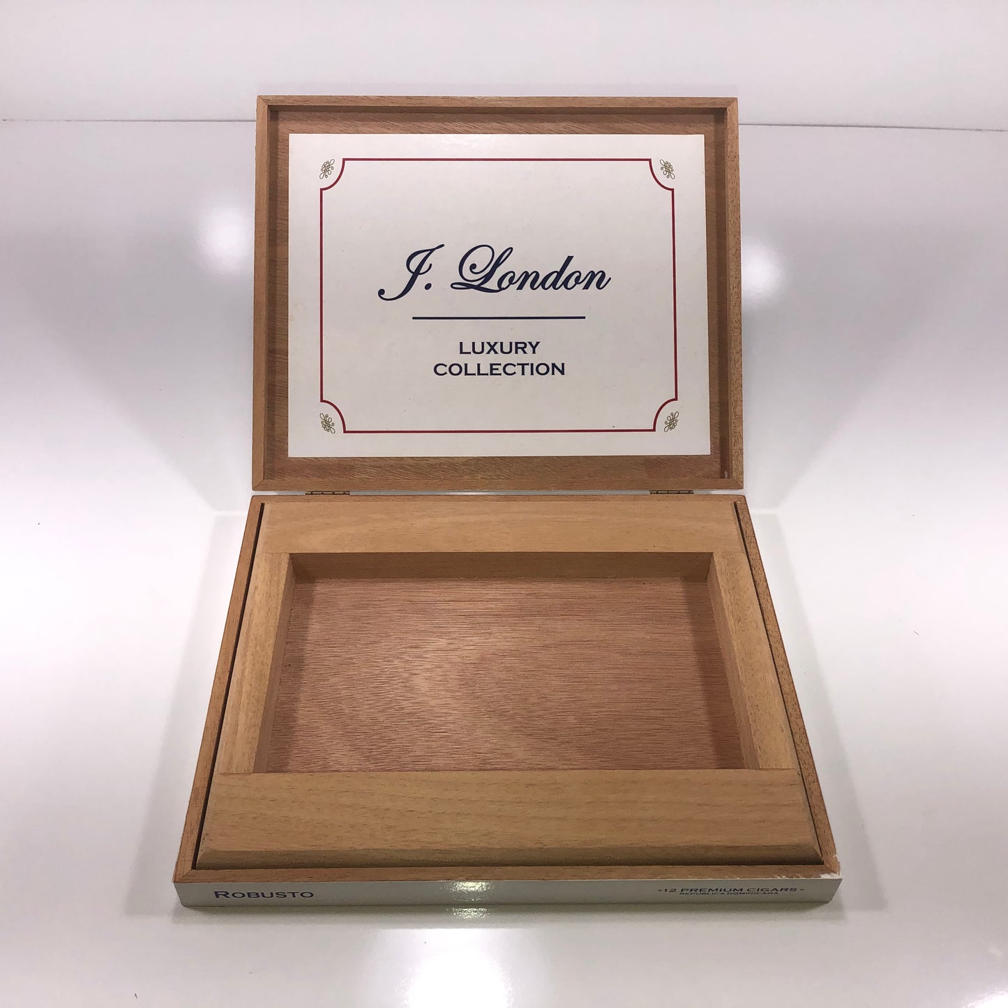 J London Luxury Collection Robusto Empty Wooden Cigar Box 11.25x9.25x1.5