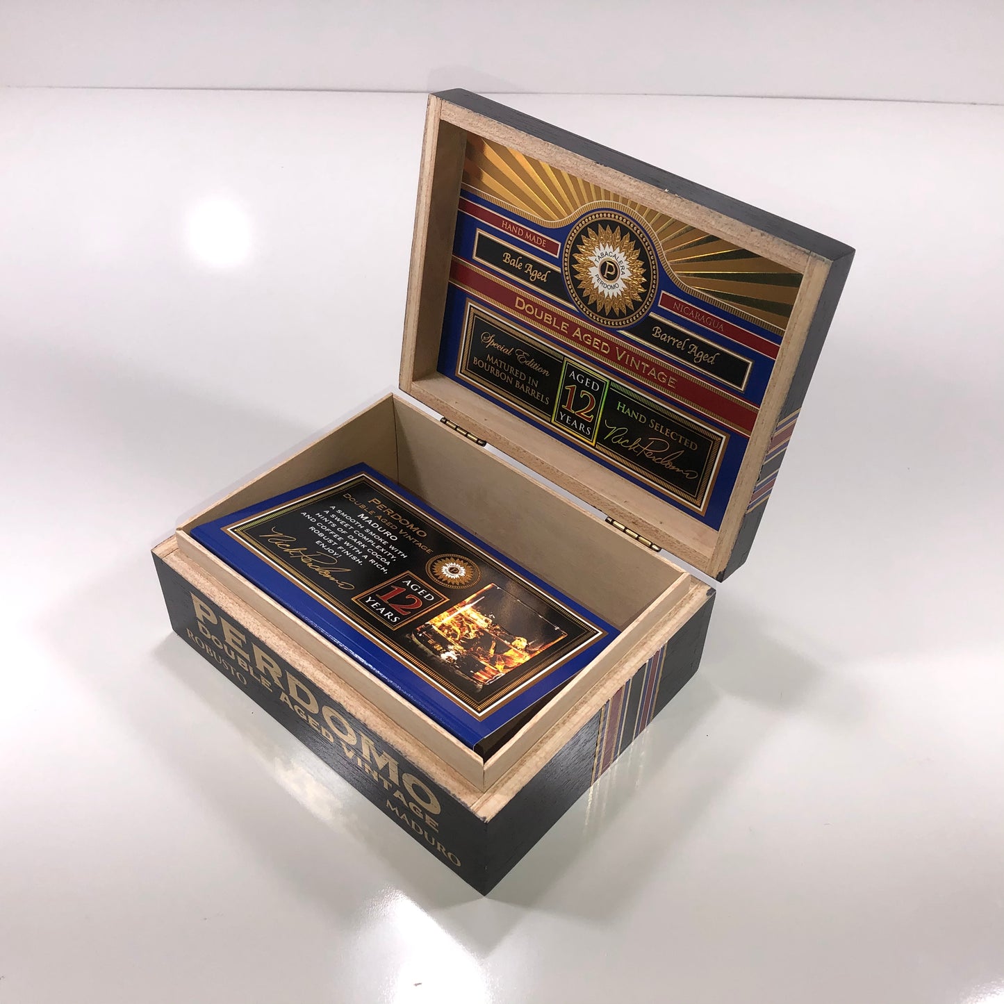 Perdomo Double Aged Vintage Maduro Robusto Empty Wooden Cigar Box 8x6.25x3.25