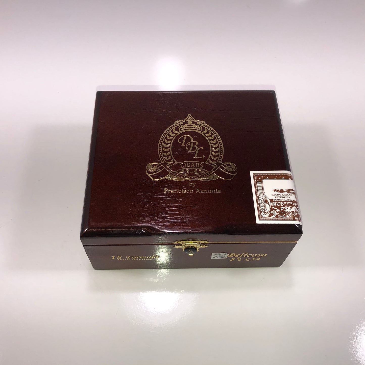 DBL Formula Belicoso Empty Wooden Cigar Box 6.25x5.75x3