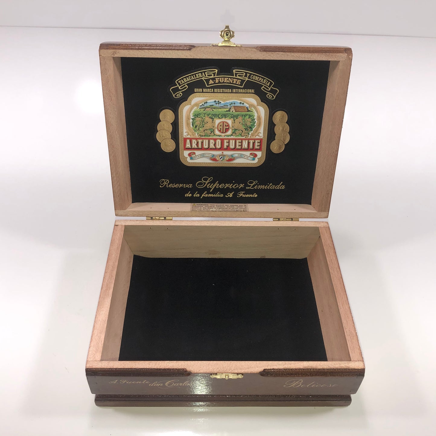 Arturo Fuente Don Carlos Belicoso Empty Wooden Cigar Box 8.25x6.25x3.25