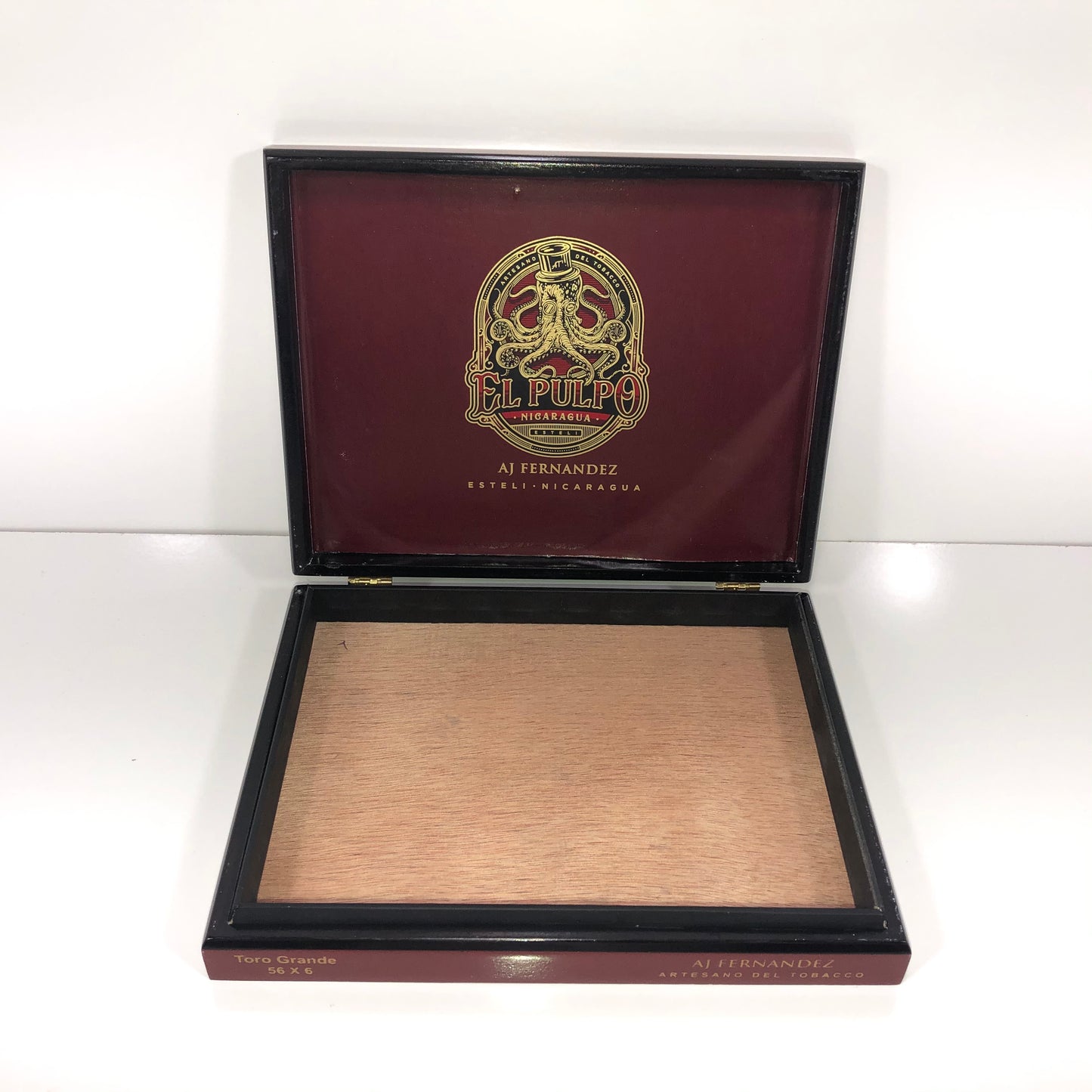 Aj Fernandez El Pulpo Toro Grande Empty Wooden Cigar Box 9x7.25x1.75