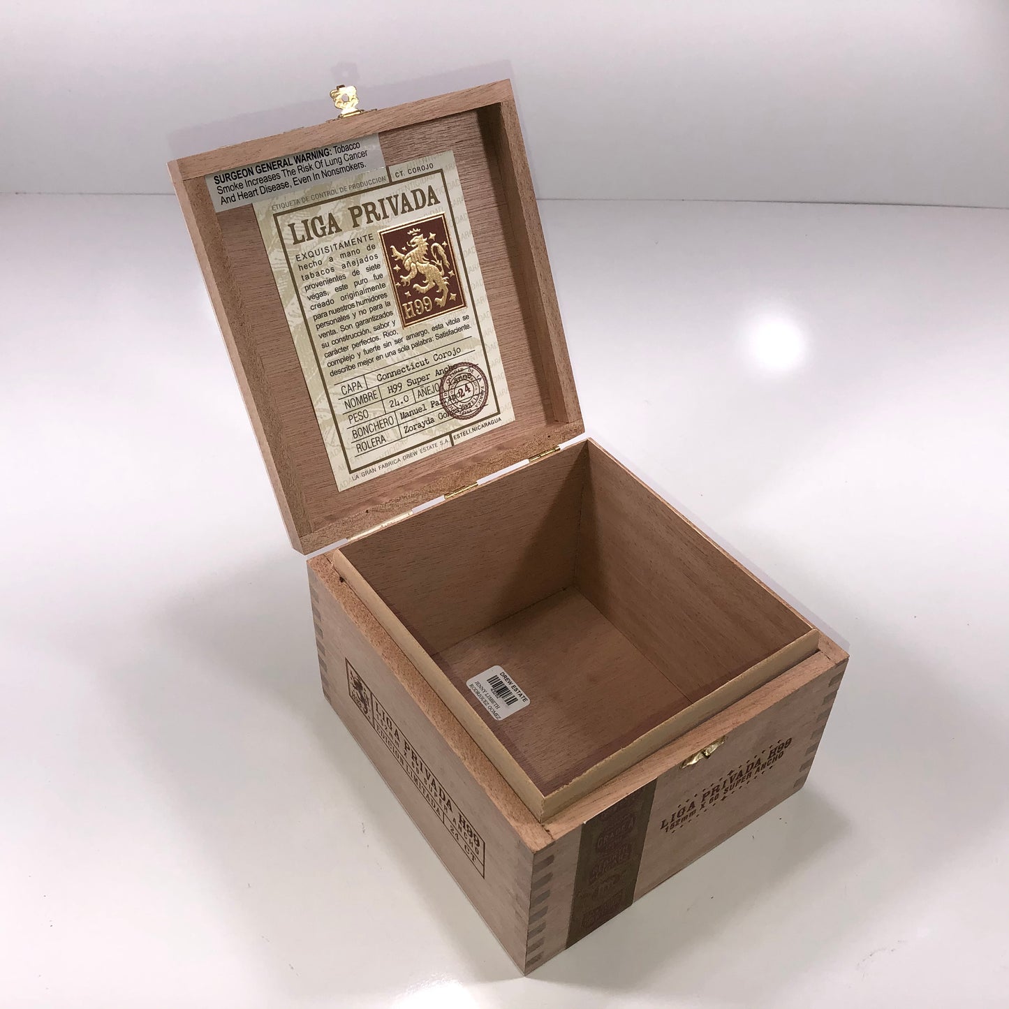 Liga Privada H99 Ancho Empty Wooden Cigar Box 6.5x7x4.5