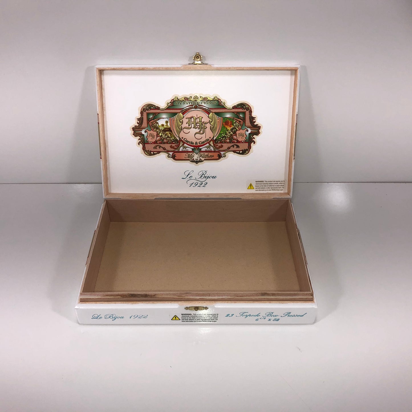 My Father Cigars Le Bijou 1922 Torpedo Empty Wooden Cigar Box 10.5x7.25x2