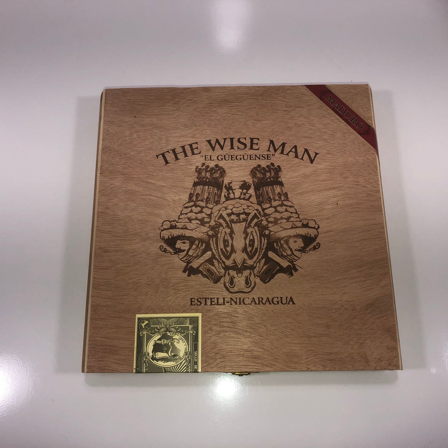 The Wise Man El Gueguense Lancero Empty Wooden Cigar Box 9x8.75x1.25