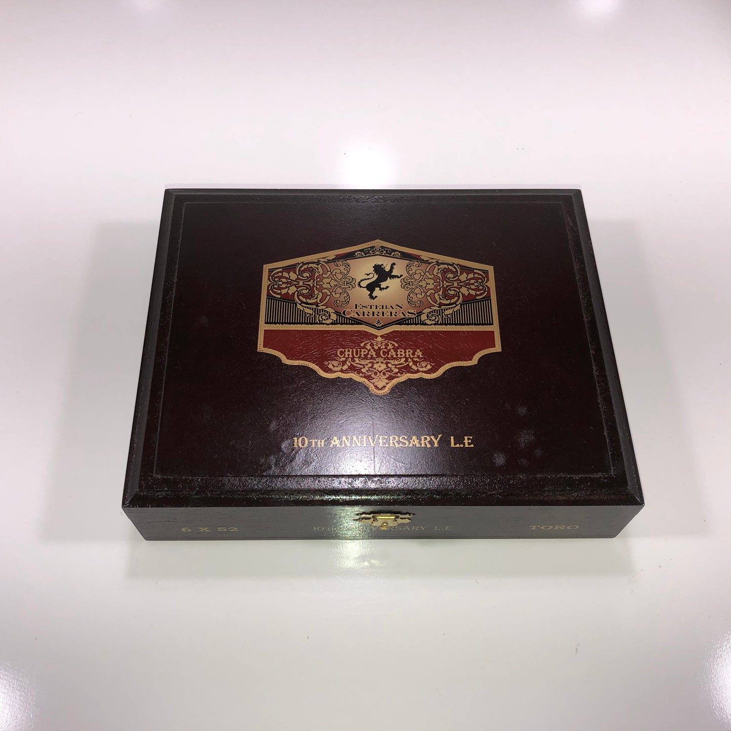 Esteban Carreras Chupa Cabra 10th Anniversary Toro Empty Wooden Cigar Box 9.75x7.75x2.25