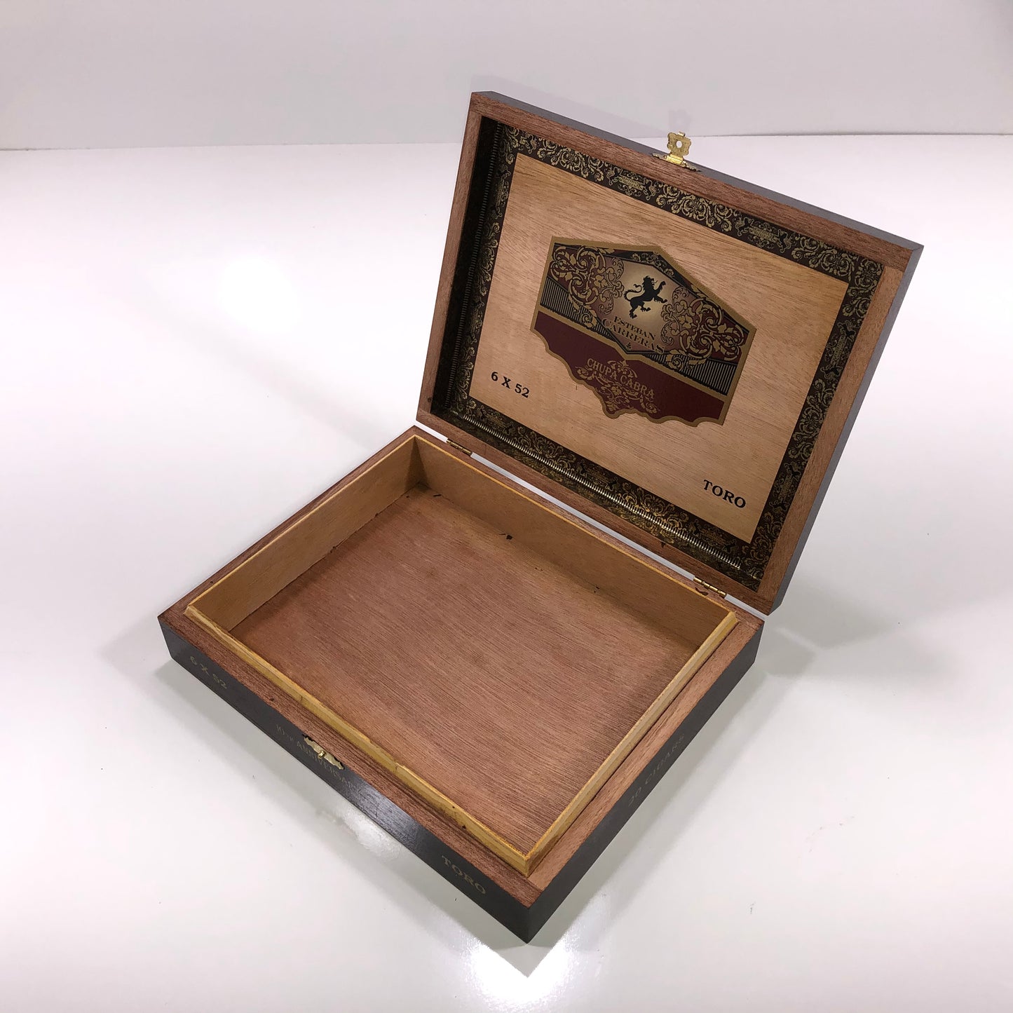 Esteban Carreras Chupa Cabra 10th Anniversary Toro Empty Wooden Cigar Box 9.75x7.75x2.25