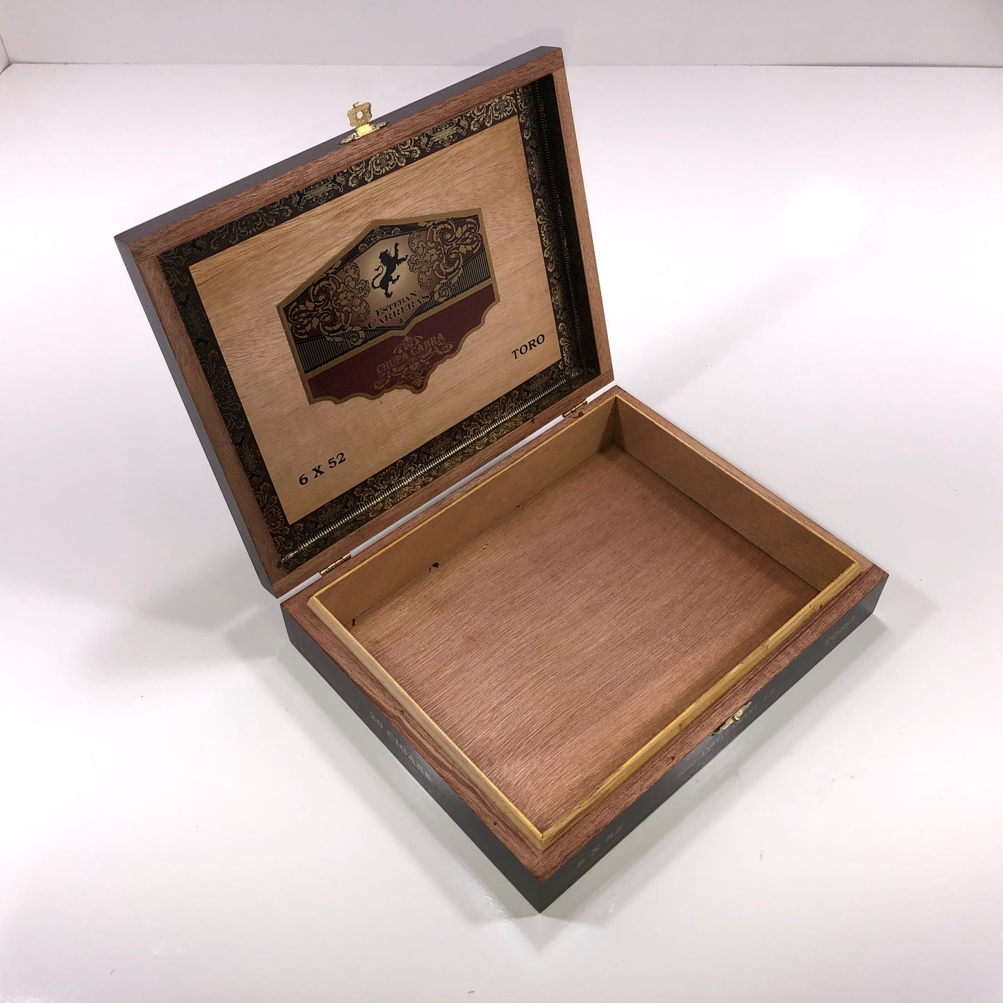 Esteban Carreras Chupa Cabra 10th Anniversary Toro Empty Wooden Cigar Box 9.75x7.75x2.25