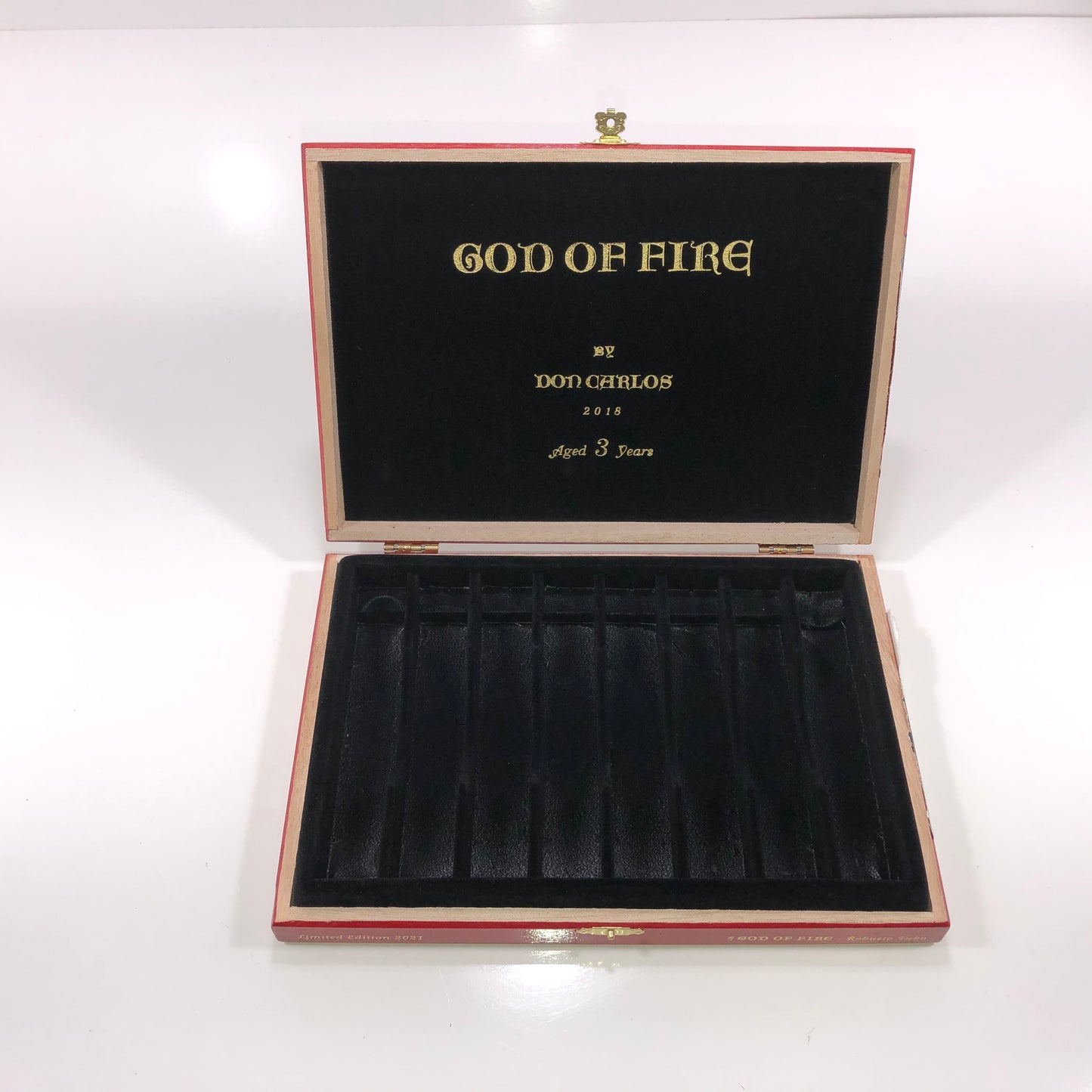 Arturo Fuente God Of Fire Double Robusto Tubo Empty Wooden Cigar Box 10.25x7.75x1.25