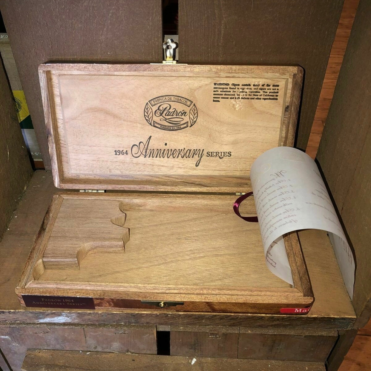 Padron 1964 Anniversary Series Empty Wooden Cigar Box 9.5x5x1.25