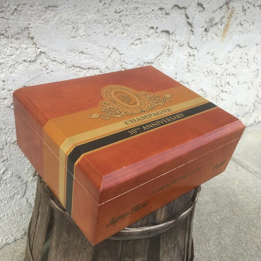 Perdomo 10th Anniversary Champagne Super Toro Empty Wooden Cigar Box 9x7.5x3.5