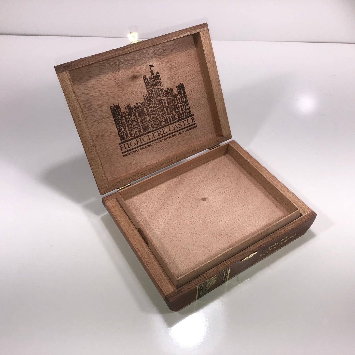 Highclere Castle Corona Empty Wooden Cigar Box 8.75x6.75x2.25