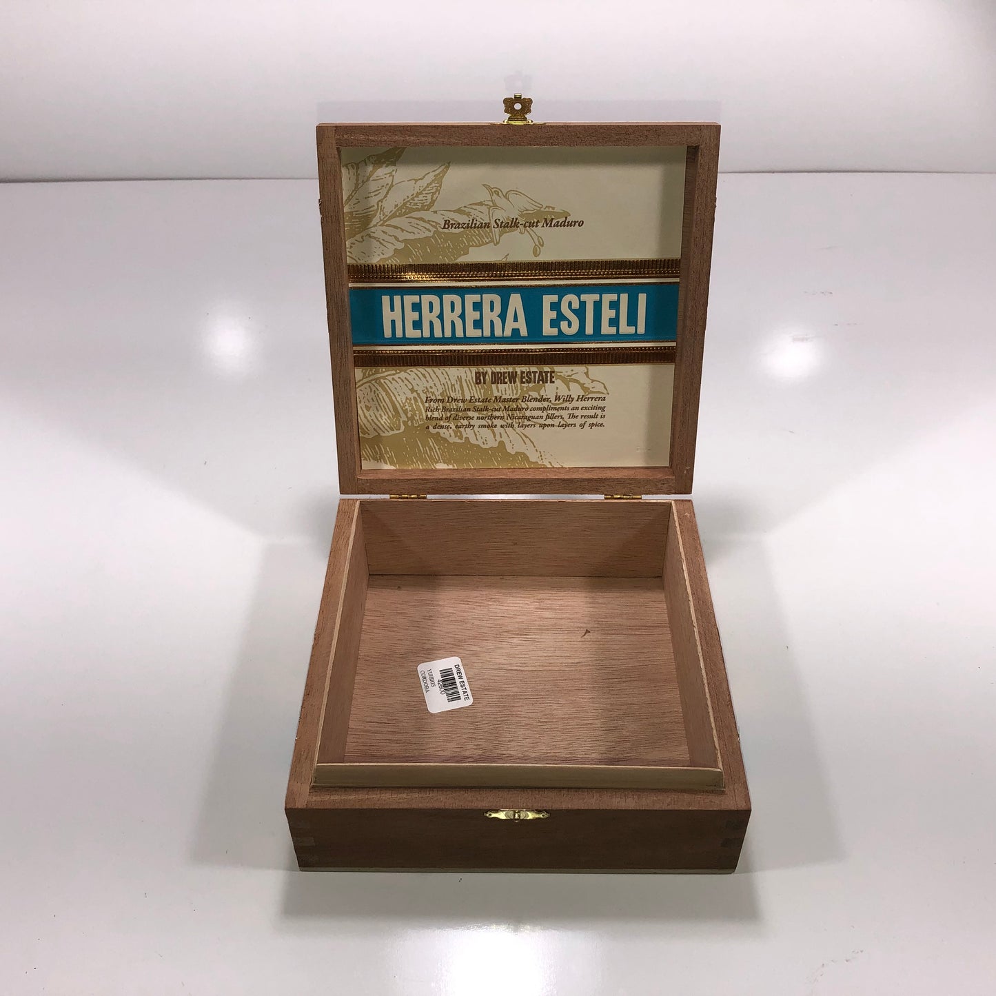 Herrera Esteli Maduro Lonsdale Empty Wooden Cigar Box 7.25x7.25x2.5