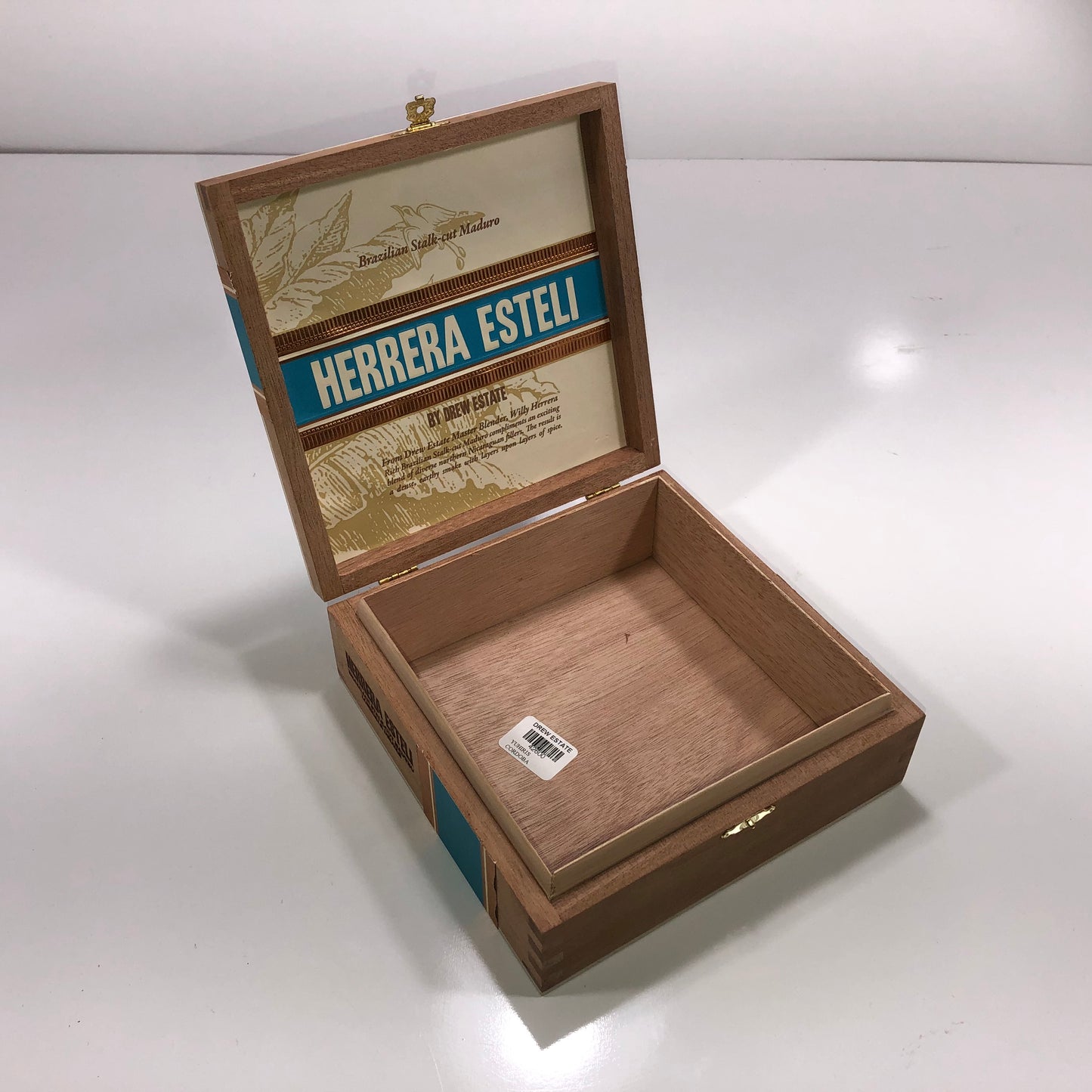 Herrera Esteli Maduro Lonsdale Empty Wooden Cigar Box 7.25x7.25x2.5