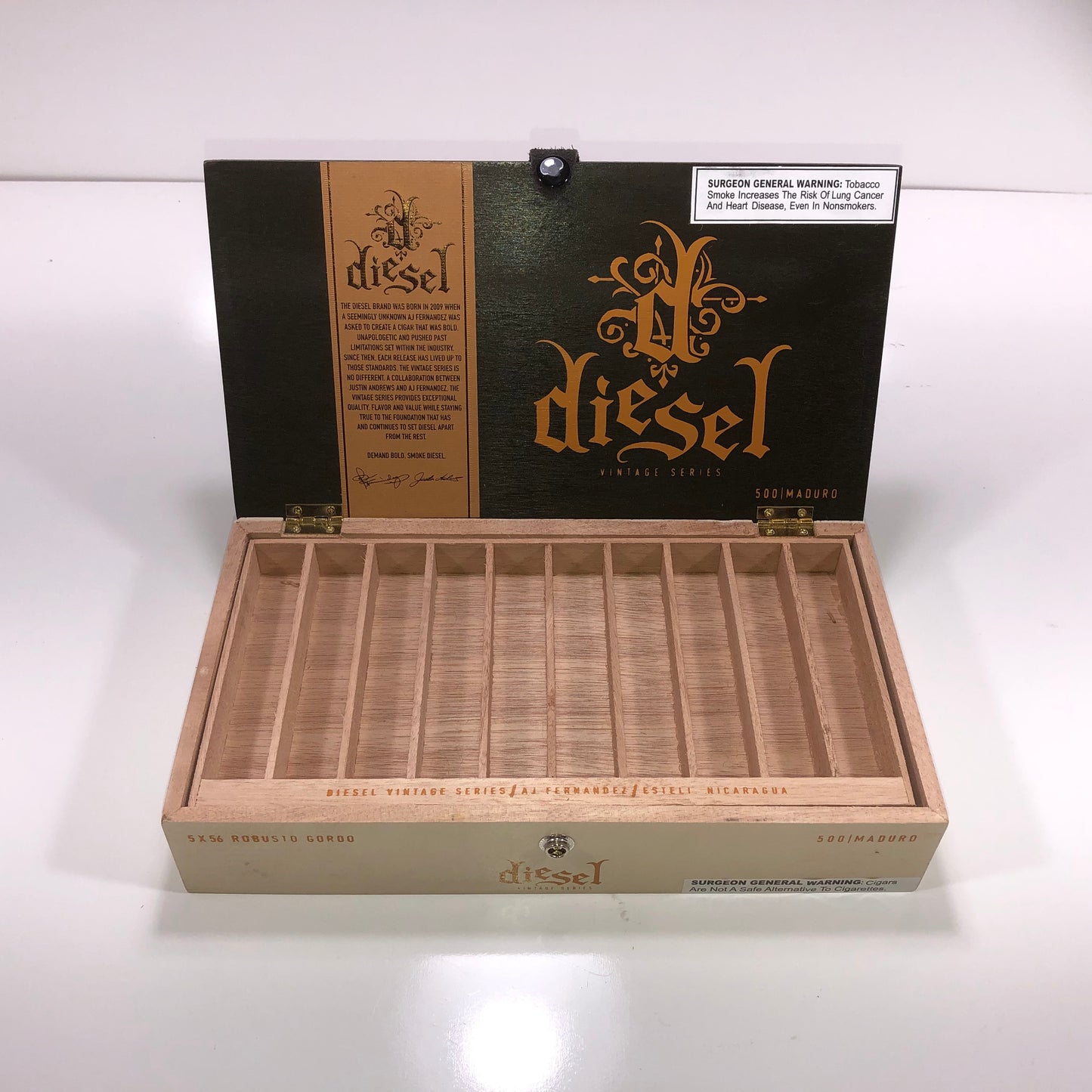 Diesel Vintage Series Robusto Empty Wooden Cigar Box 12x6.75x2.5