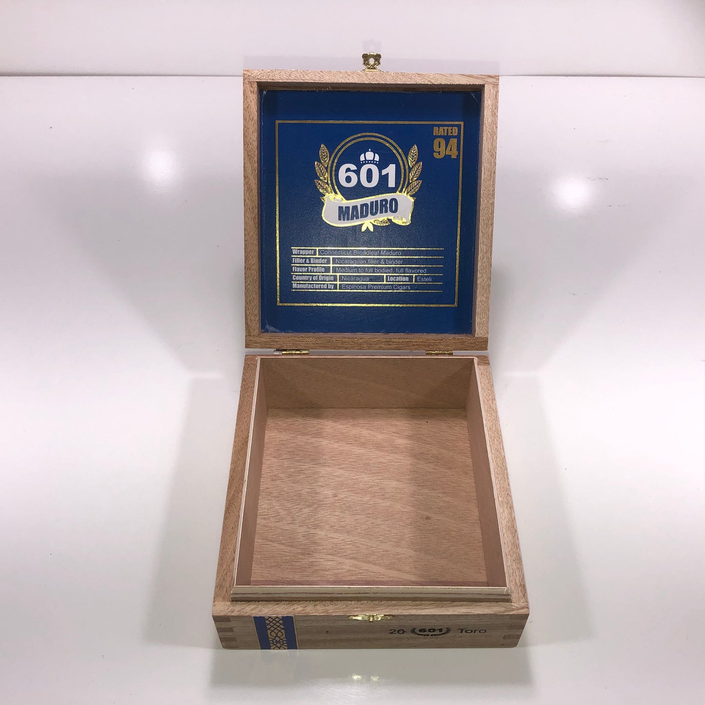 Espinosa 601 Maduro Toro Empty Wooden Cigar Box 6.75x7.5x2.5