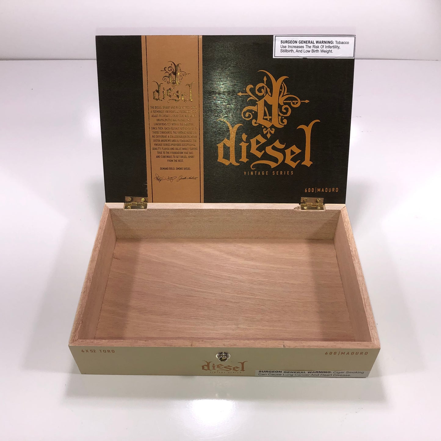 Diesel Vintage Series Toro Empty Wooden Cigar Box 11.25x7.5x2.5 (1)