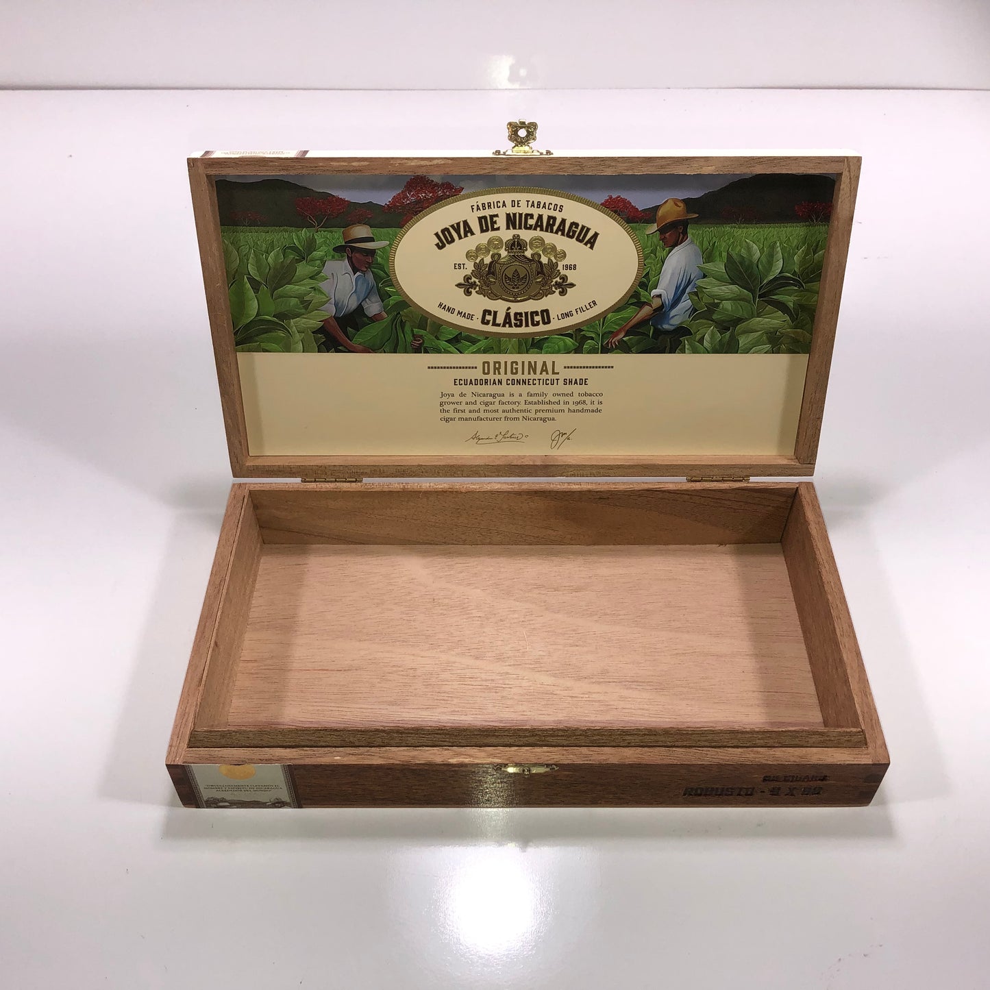 Joya De Nicaragua Clasico Robusto Empty Wooden Cigar Box 11x6x2