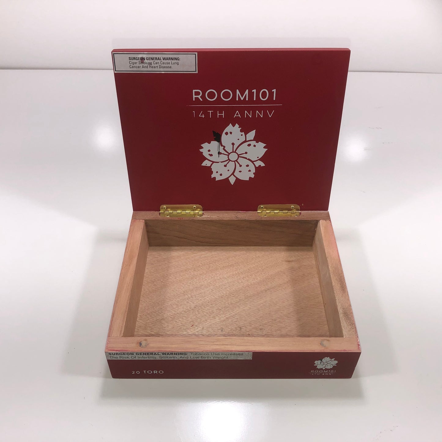 Room 101 14th Anniversary Toro Empty Wooden Cigar Box 9.25x7.5x2.25