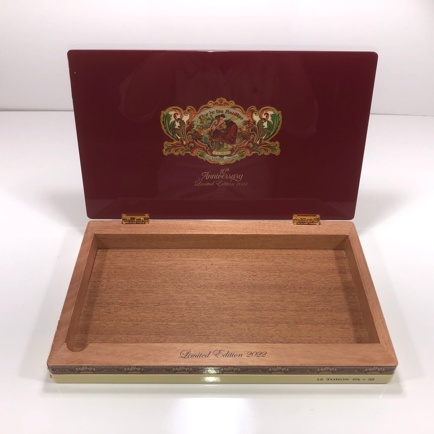 Flor De Las Antillas 10th Anniversary Empty Wooden Cigar Box 15.5x9.5x2