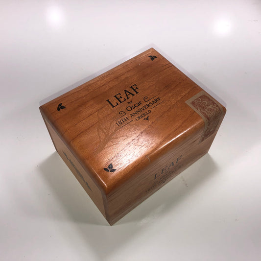 Oscar Valladares Leaf 10th Anniversary Empty Wooden Cigar Box 7.5x5.75x4.5