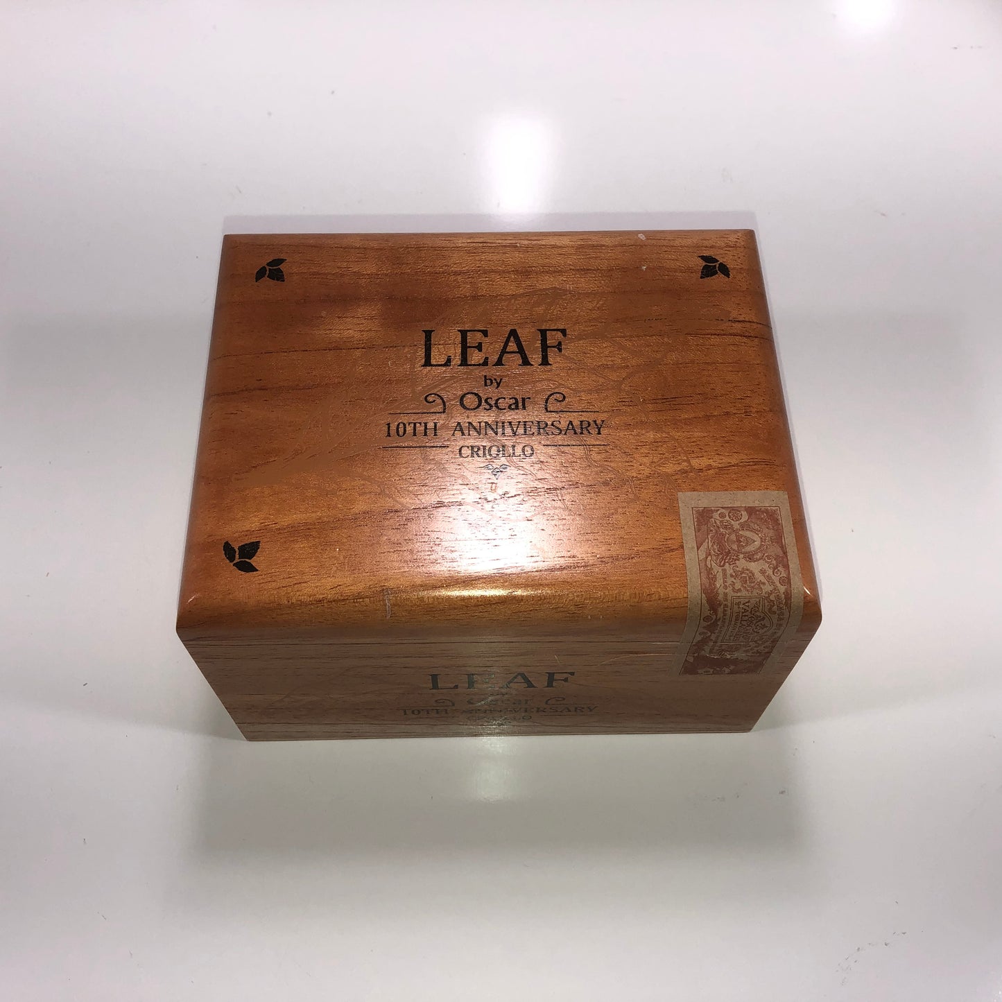 Oscar Valladares Leaf 10th Anniversary Empty Wooden Cigar Box 7.5x5.75x4.5