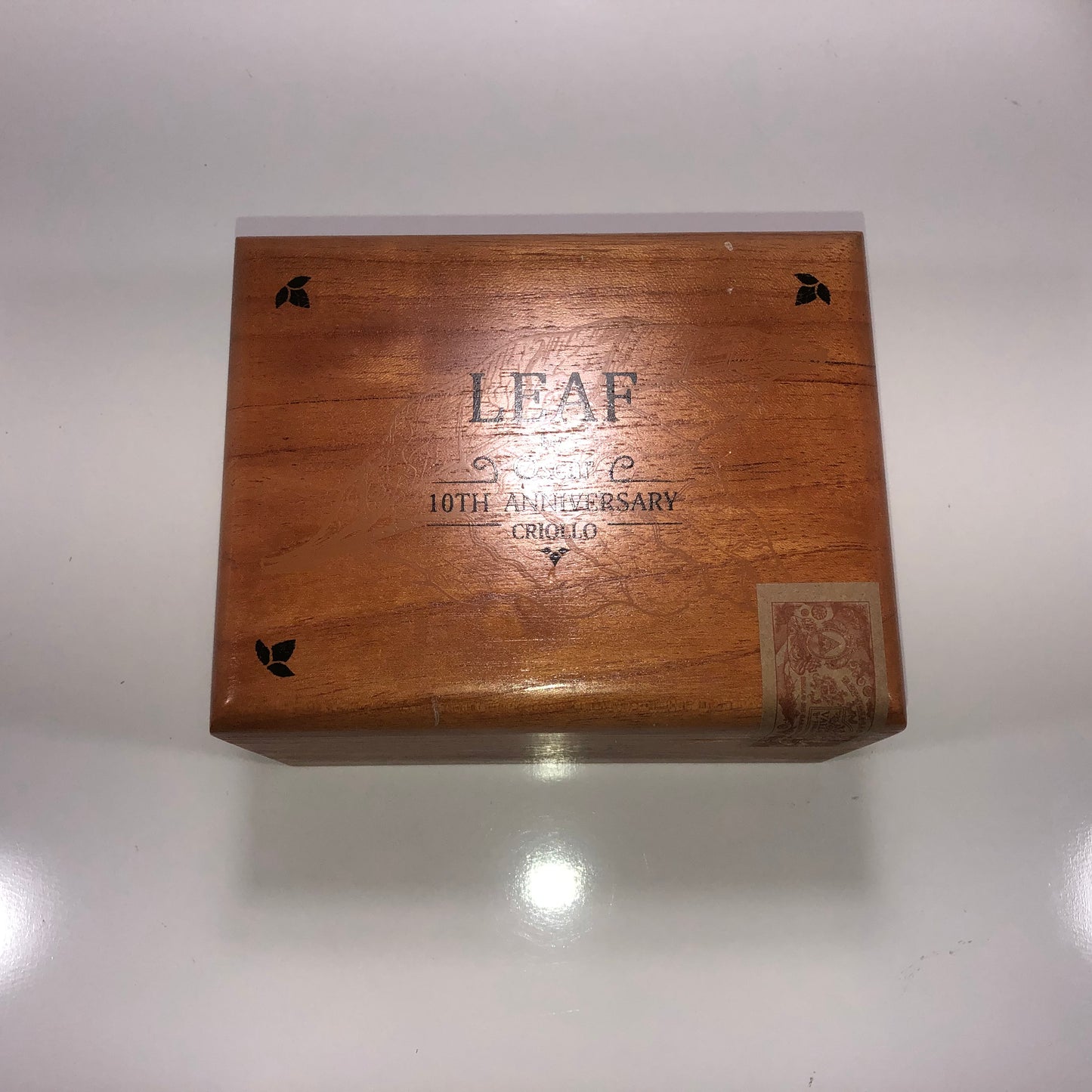 Oscar Valladares Leaf 10th Anniversary Empty Wooden Cigar Box 7.5x5.75x4.5