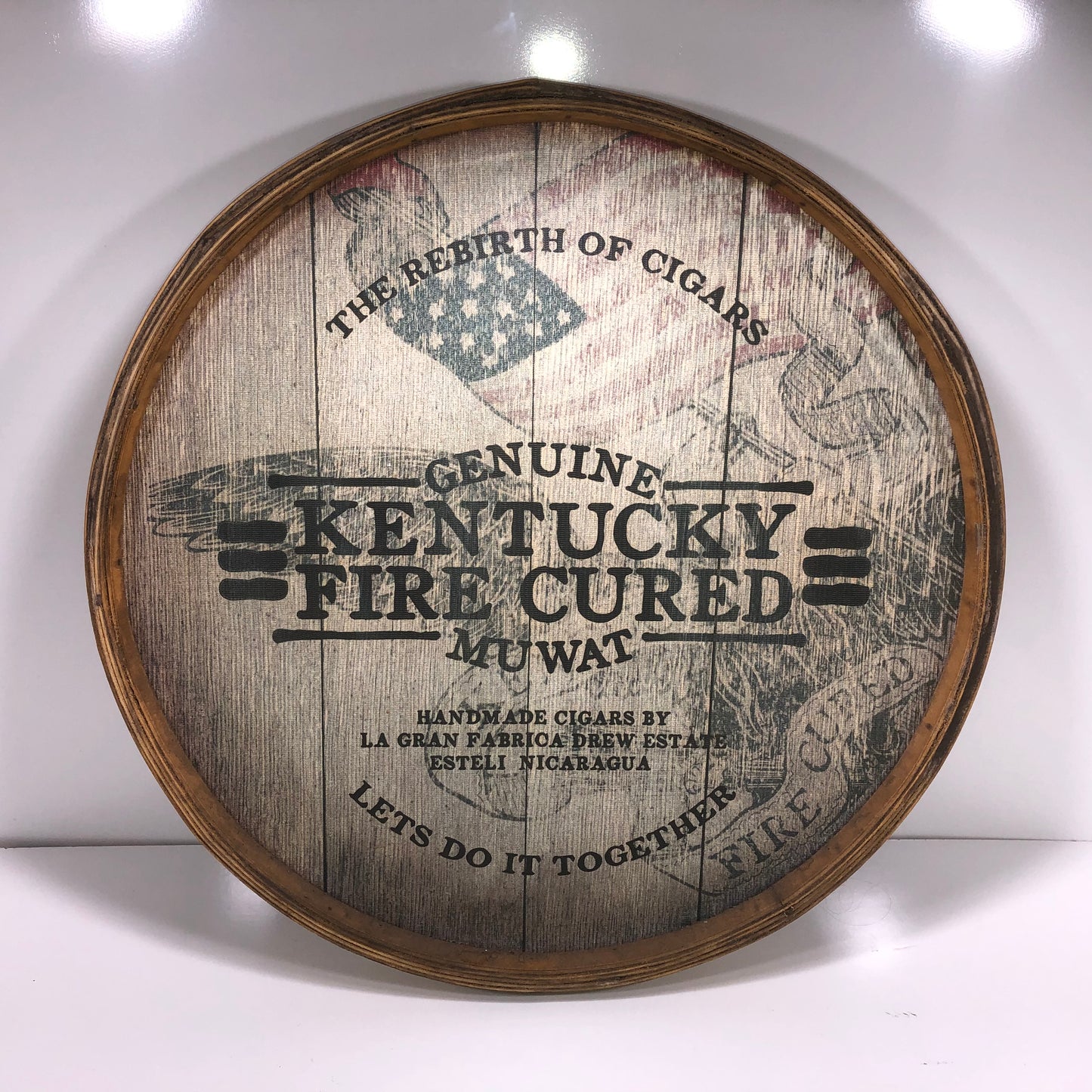 Drew Estate Kentucky Fire Cured Muwat Wooden Display Sign 24x24x2