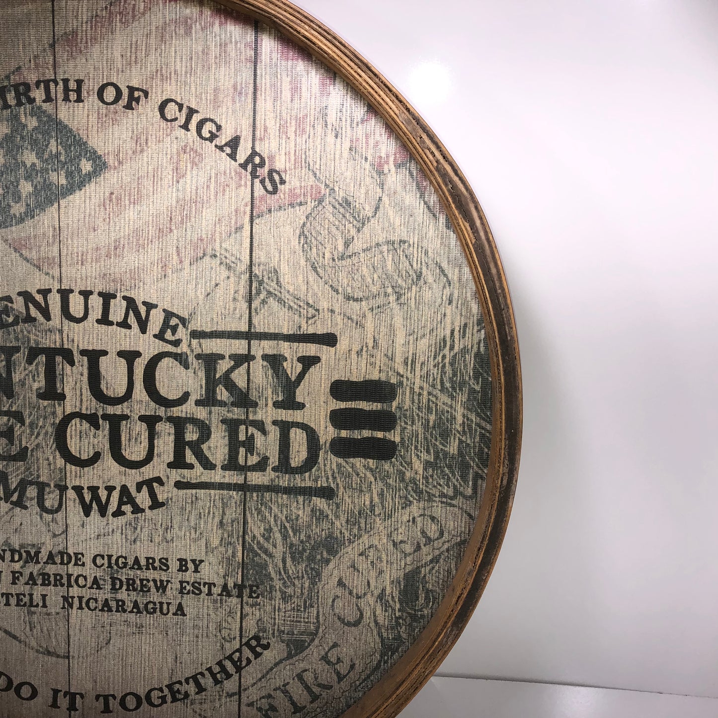 Drew Estate Kentucky Fire Cured Muwat Wooden Display Sign 24x24x2