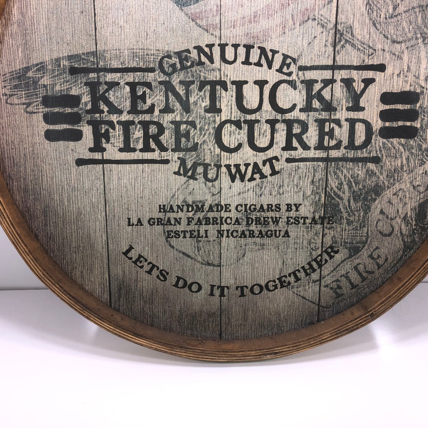 Drew Estate Kentucky Fire Cured Muwat Wooden Display Sign 24x24x2