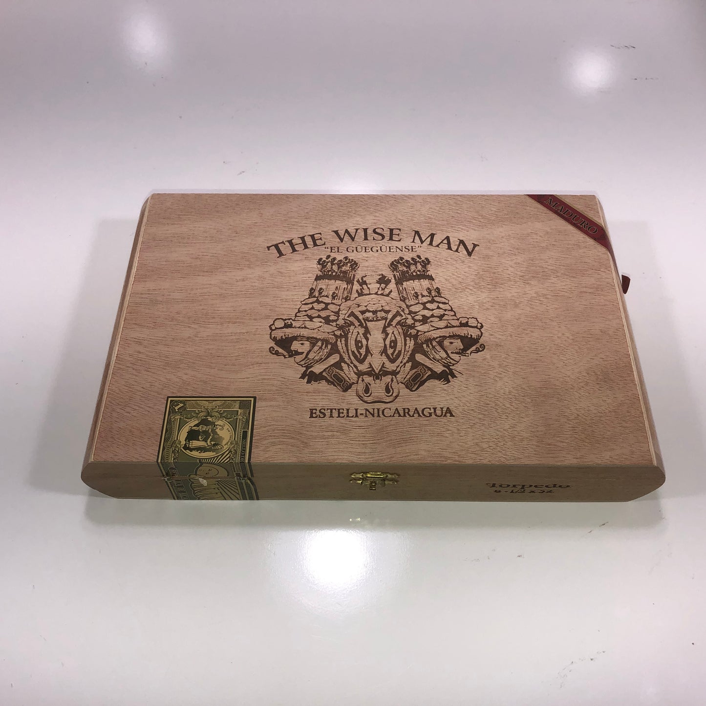 The Wise Man El Gueguense Torpedo Empty Wooden Cigar Box 12x7.5x2