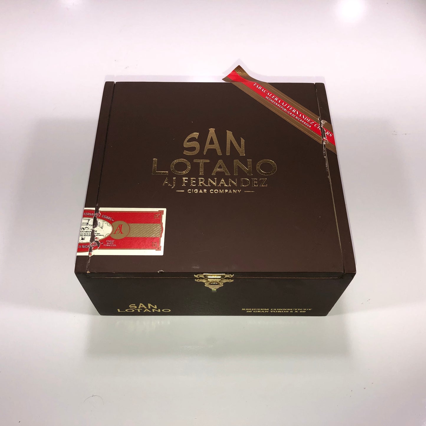 Aj Fernandez San Lotano Connecticut Toro Empty Wooden Cigar Box 7.25x6.75x3.25