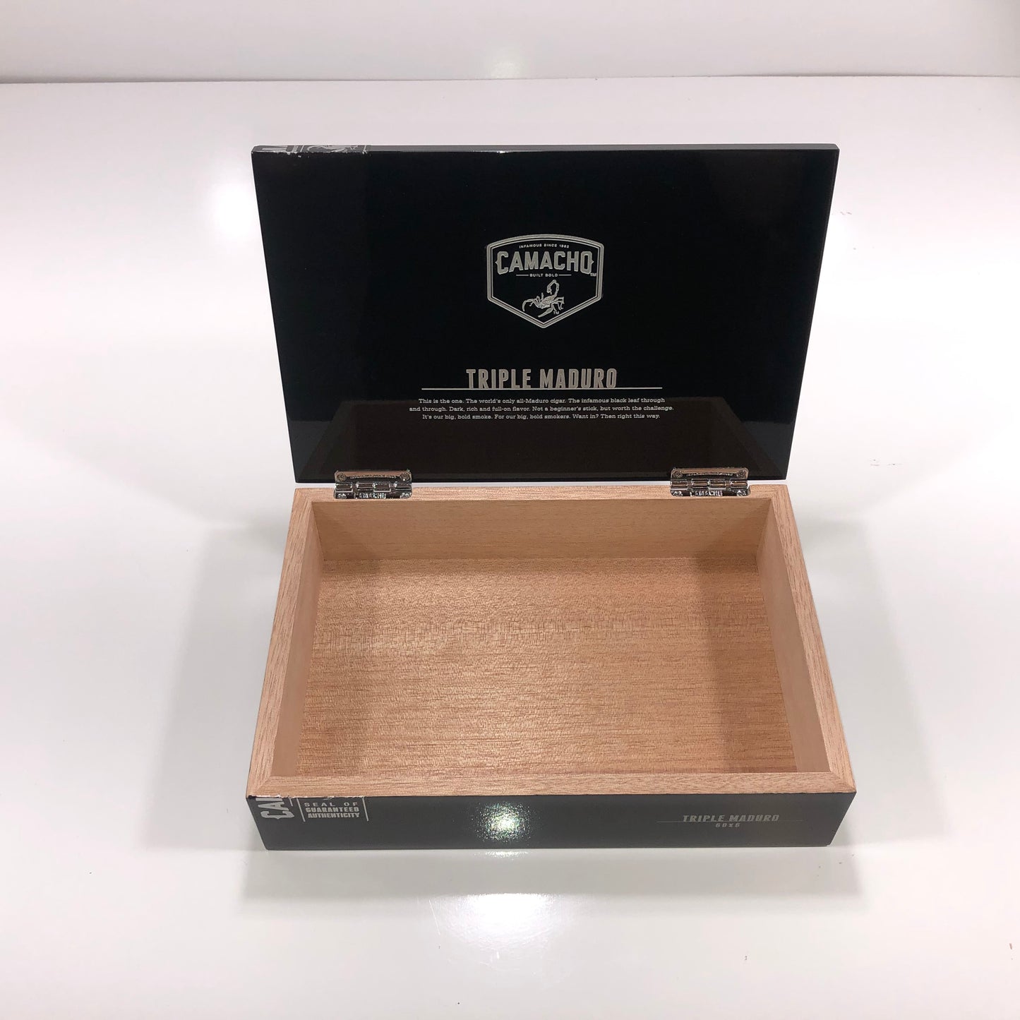 Camacho Triple Maduro Gordo Empty Wooden Cigar Box 10.25x7x2.5
