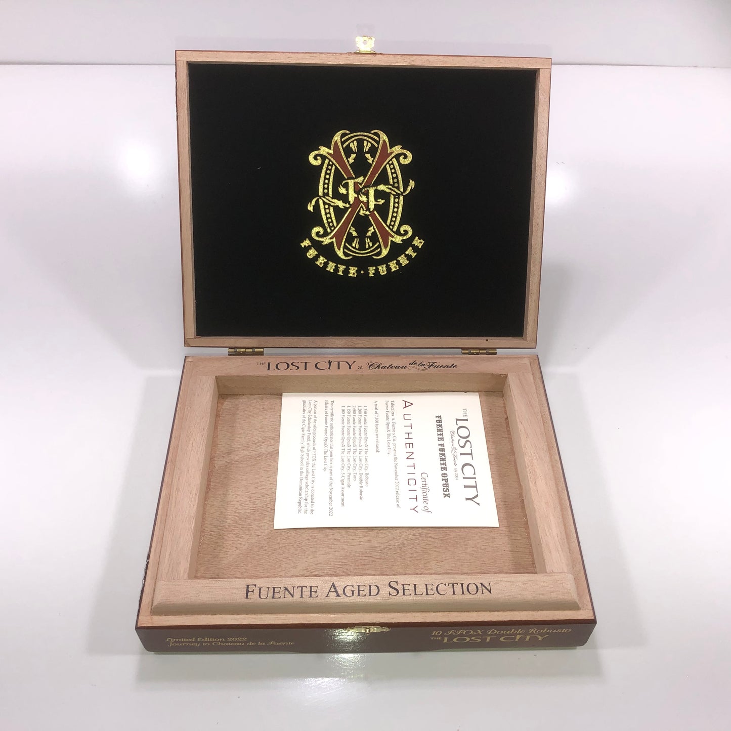 Arturo Fuente Opus X The Lost City Double Robusto Empty Wooden Cigar Box 8x10x2