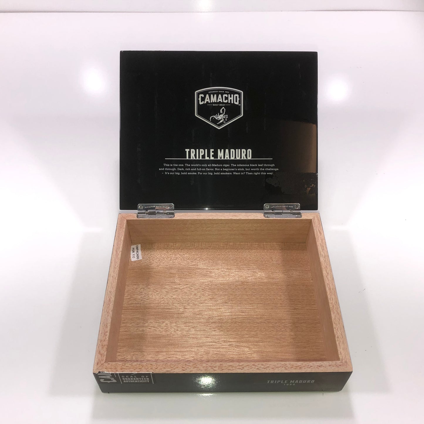 Camacho Triple Maduro Toro Empty Wooden Cigar Box 8.75x7x2.25