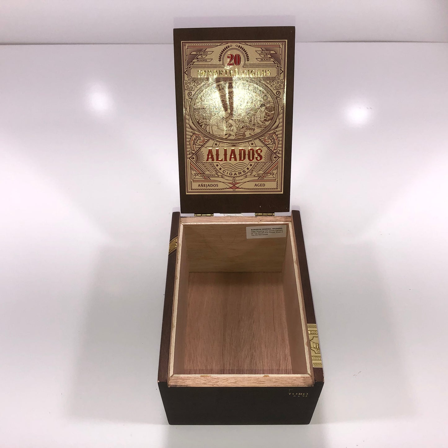 Aliados Toro Empty Wooden Cigar Box 5x7x3.75