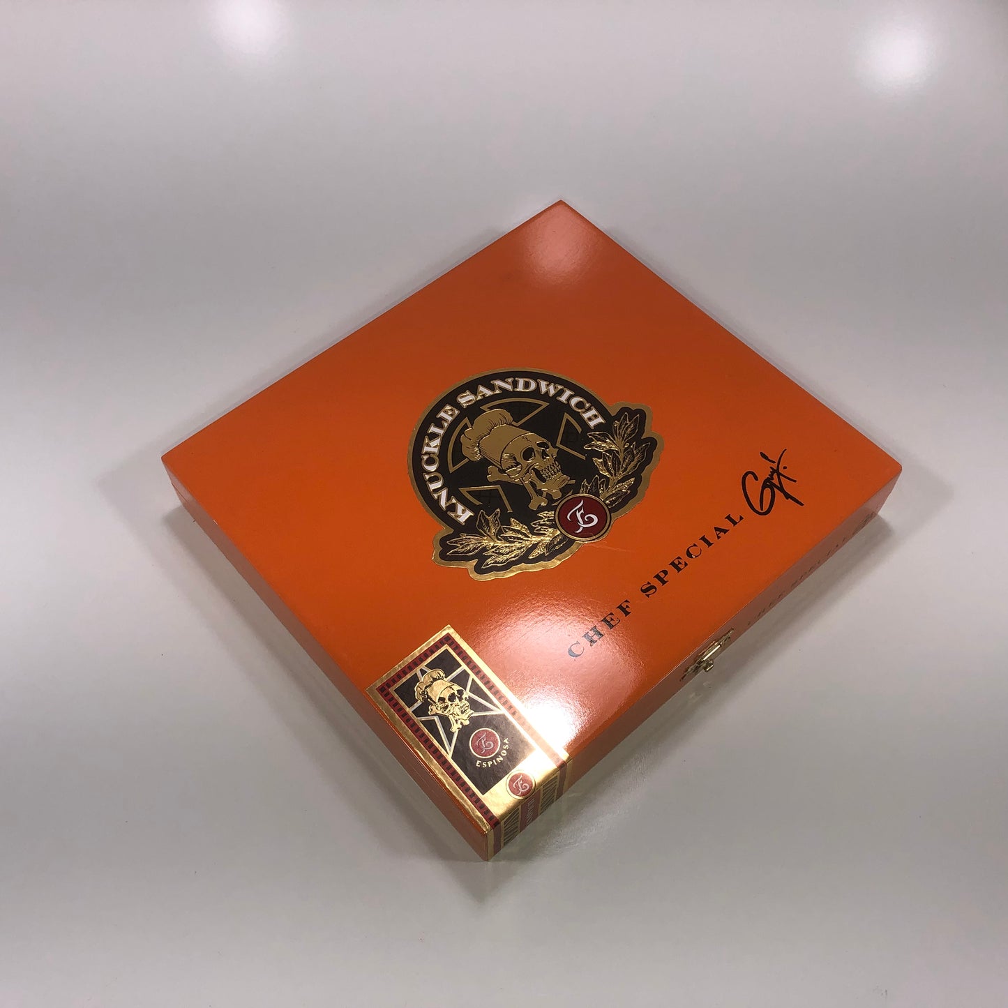 Guy Fieri Knuckle Sandwich Chef Special Empty Wooden Cigar Box 8.25x7.5x1.5