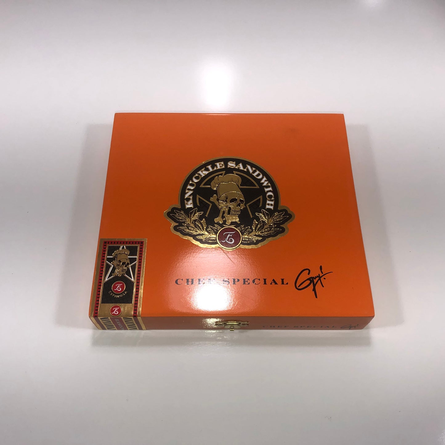 Guy Fieri Knuckle Sandwich Chef Special Empty Wooden Cigar Box 8.25x7.5x1.5