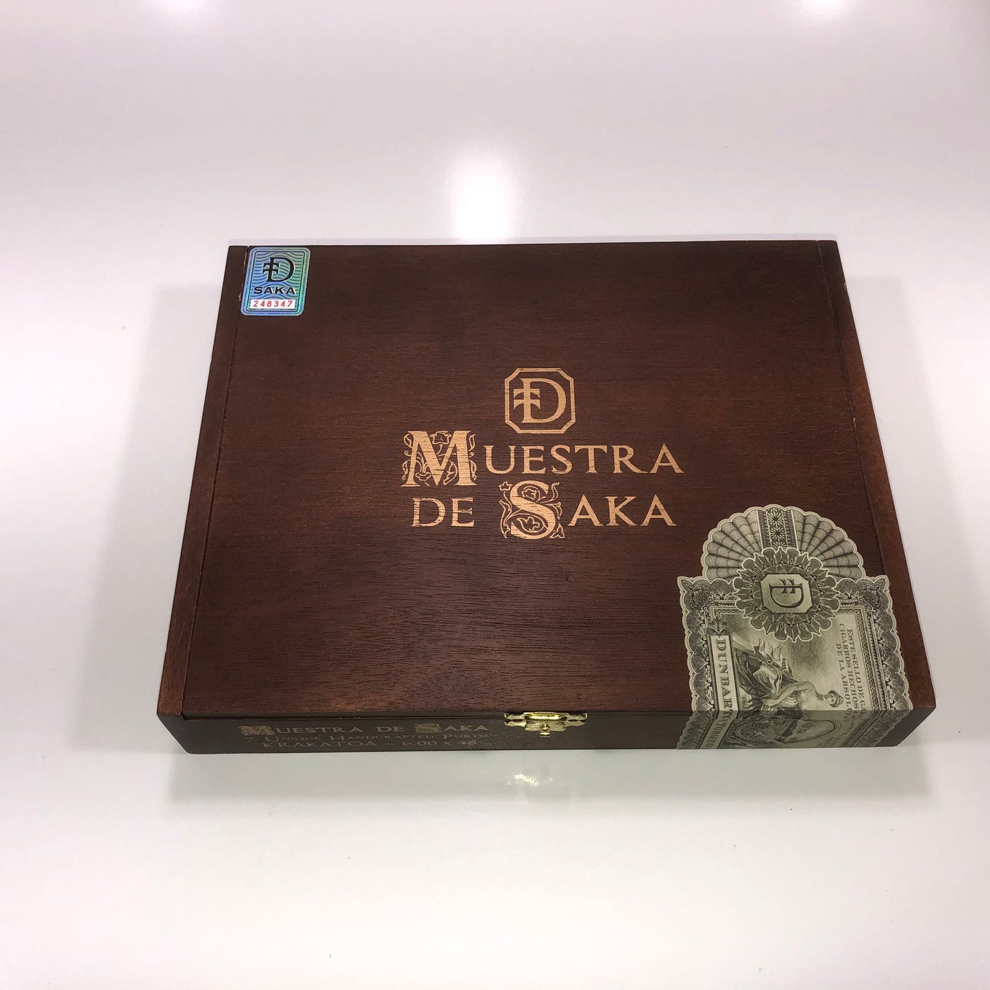 Muestra De Saka Krakatoa Empty Wooden Cigar Box 9.5x7.5x1.5